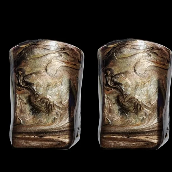 Bourbon Rocks Glasses/Marbled Brown and Copper - Picture 2 of 3